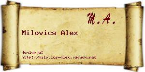 Milovics Alex névjegykártya